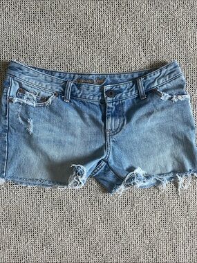 American Eagle Outfitters Light Blue Distressed Jean Shorts
